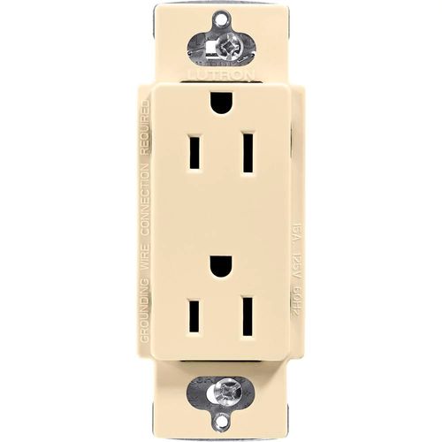 Lutron Claro 15 A duplex receptacle in Ivory