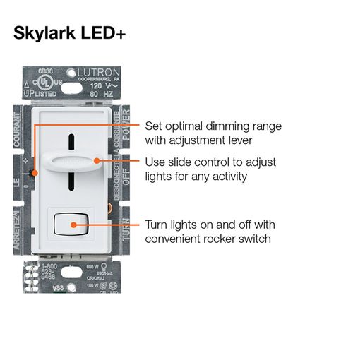Lutron Skylark LED+ dimmer switch in Ivory