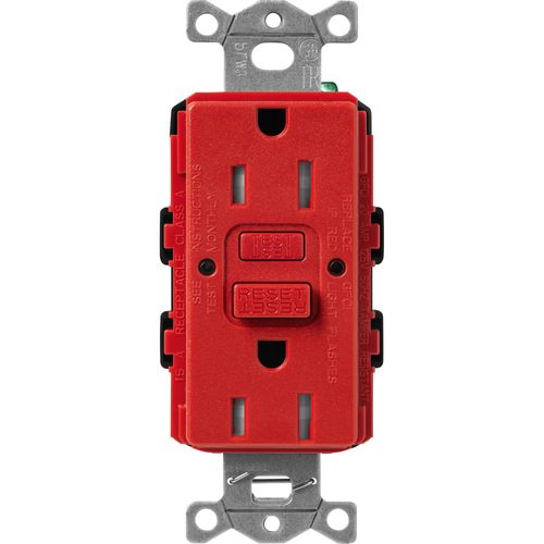 Lutron Claro GFCI receptacle in Signal Red