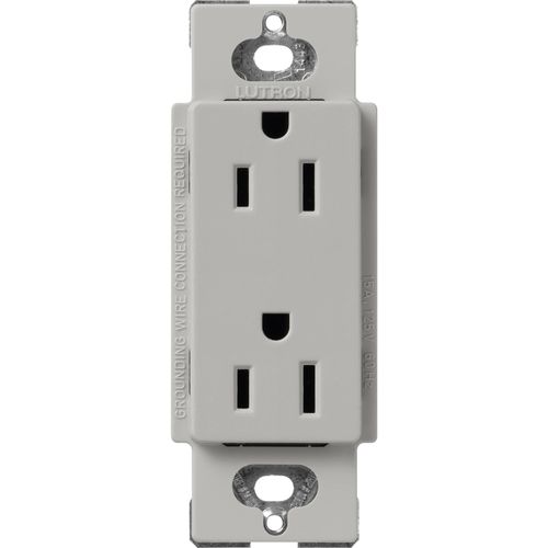 Lutron Claro 15 A duplex receptacle in Pebble