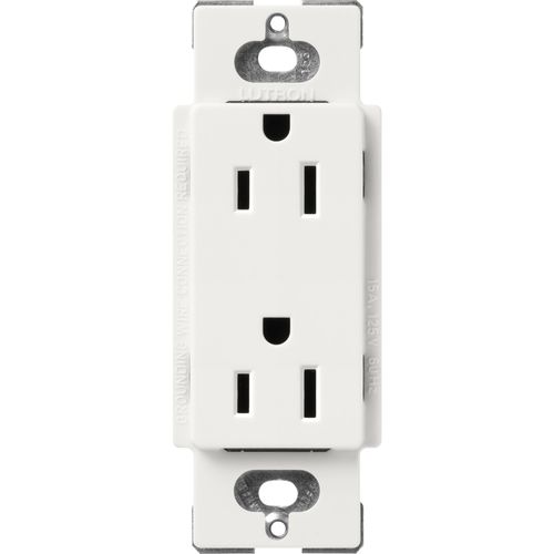 Lutron Claro 15 A duplex receptacle in Architectural White