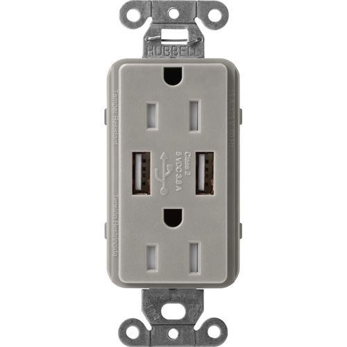 Lutron Claro USB charging receptacle in Cobblestone