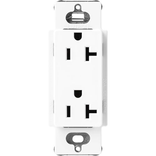 Lutron Claro 20 A duplex receptacle in Brilliant White