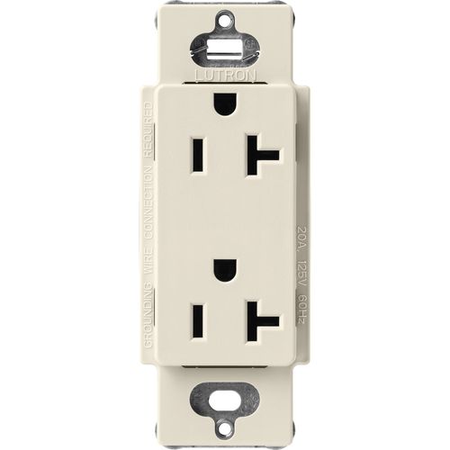 Lutron Claro 20 A duplex receptacle in Pumice