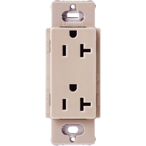 Lutron Claro 20 A duplex receptacle in Taupe