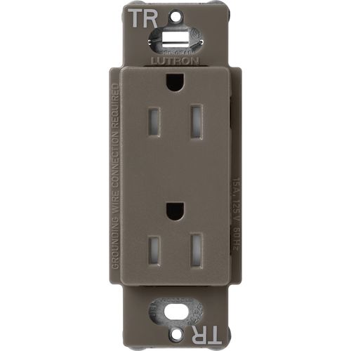 Lutron Claro 15 A tamper-resistant duplex receptacle in Truffle