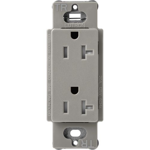 Lutron Claro 20 A tamper-resistant duplex receptacle in Cobblestone