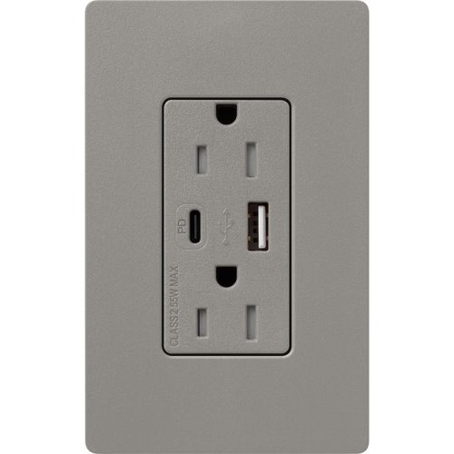 Lutron Claro USB charging receptacle in Cobbllestone