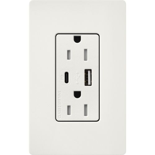 Lutron Claro USB charging receptacle in Architectural White