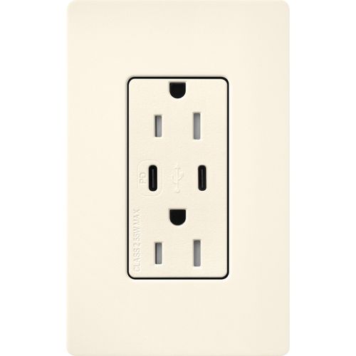 Lutron Claro USB charging receptacle in Biscuit