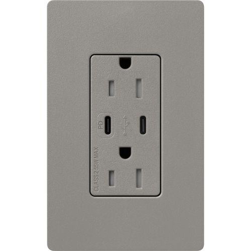 Lutron Claro USB charging receptacle in Cobbllestone