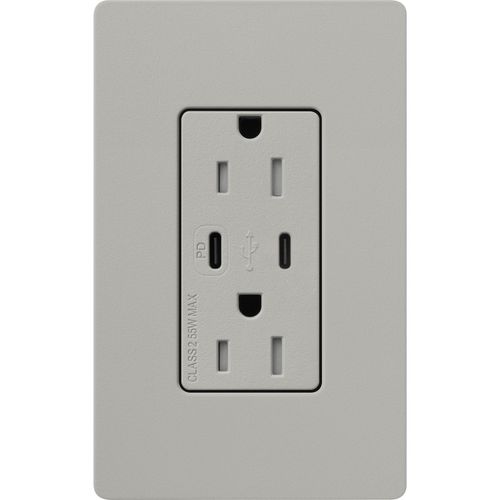 Lutron Claro USB charging receptacle in Pumice