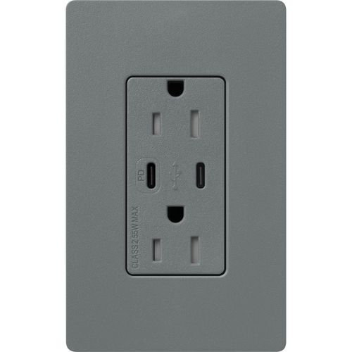 Lutron Claro USB charging receptacle in Slate
