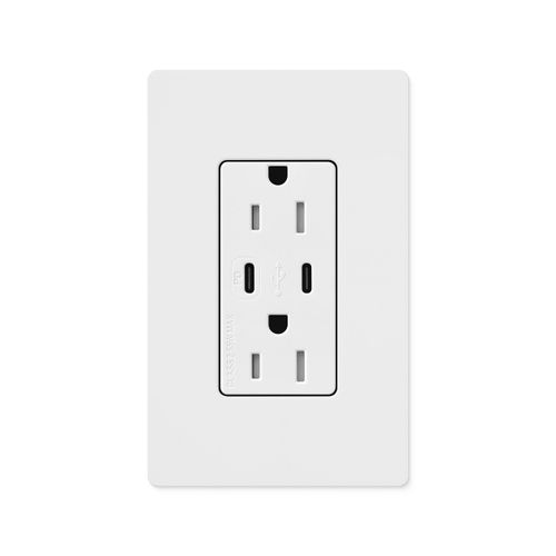 Lutron Claro USB charging receptacle in Satin Finish