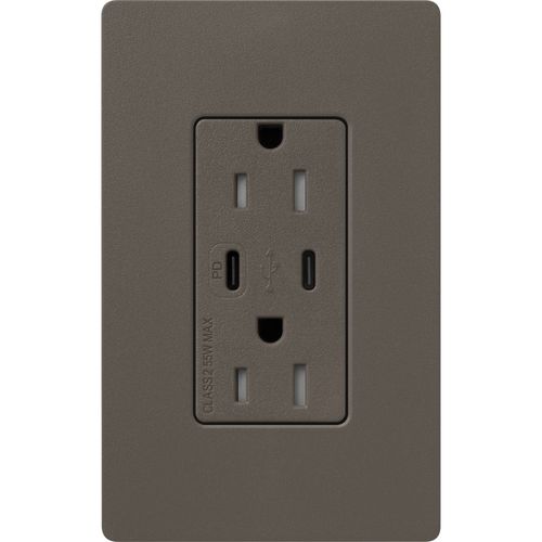 Lutron Claro USB charging receptacle in Truffle