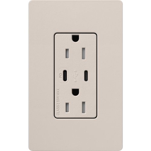 Lutron Claro USB charging receptacle in Taupe