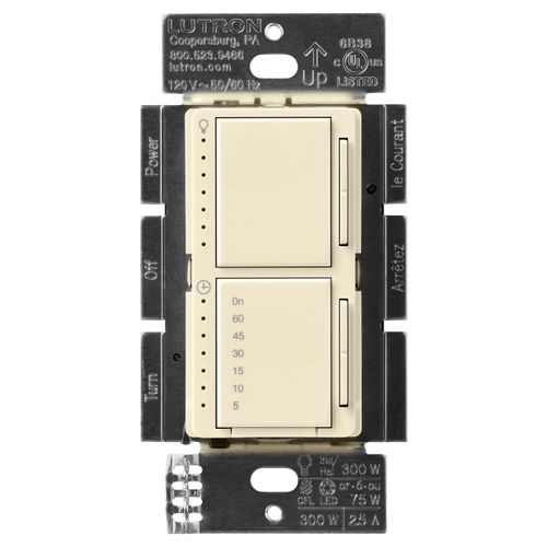 Lutron Maestro LED+ dimmer switch in Almond
