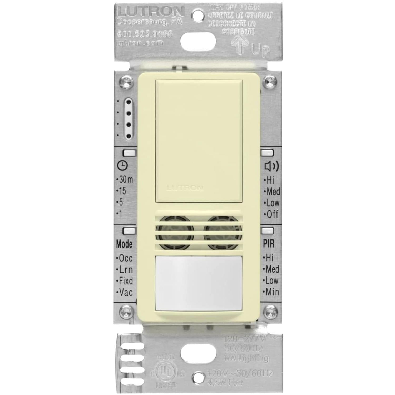 Lutron Maestro dual-tech vacancy sensor switch in Almond