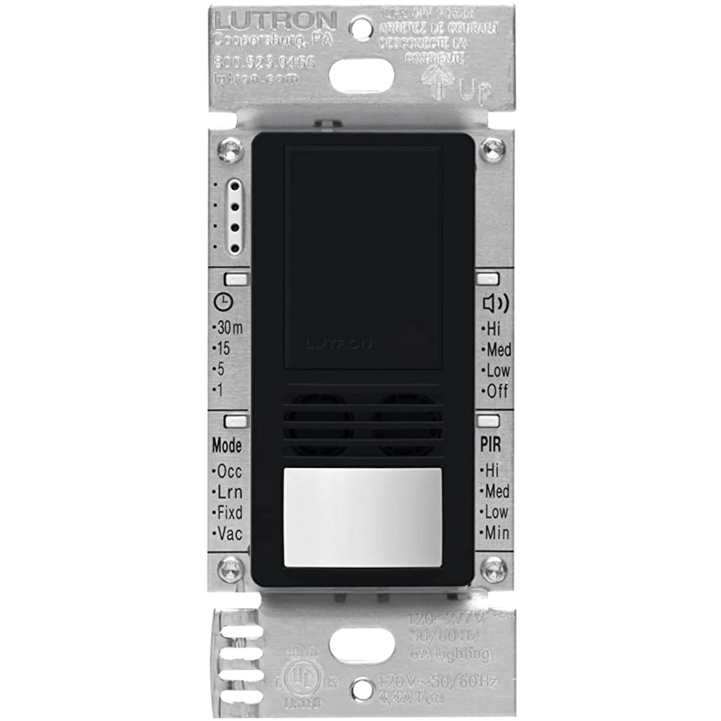 Lutron Maestro dual-tech vacancy sensor switch in Black