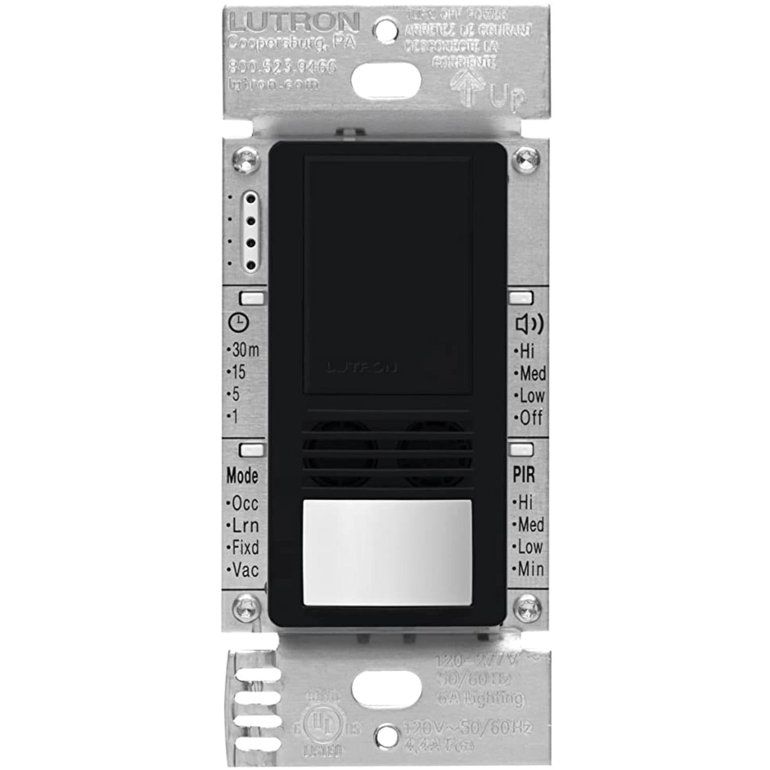 Lutron Maestro dual-tech vacancy sensor switch in Black