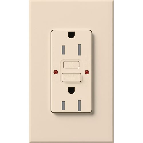 Lutron Architectural GFCI receptacle in Light Almond