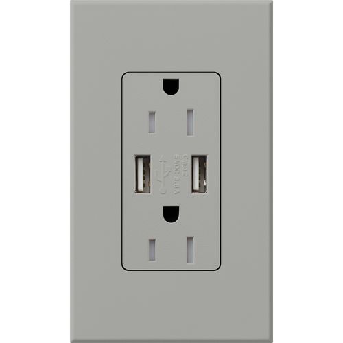 Lutron Architectural USB charging receptacle in Gray