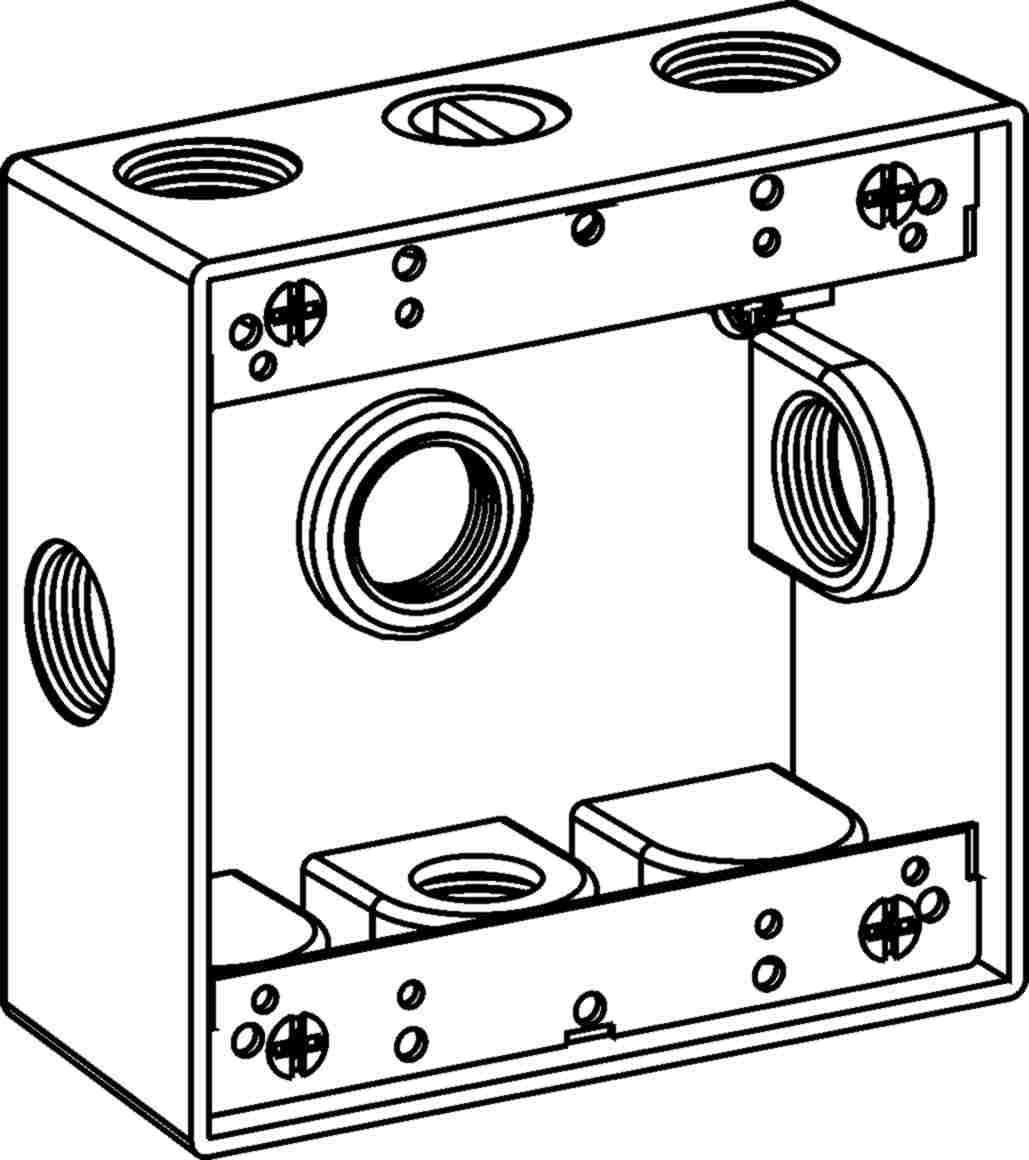 Orbit 2-Gang Gray Weatherproof Box 6 Hub 3/4 in 2 in Deep 2B75-6X - SKU 2B756X