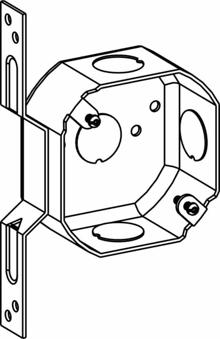 Orbit 3-1/2 in Drawn Octagon Steel Box 1-1/2 in Deep with Bracket 3RB-50-FB - SKU 3RB50FB