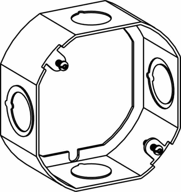Orbit 4 in Octagon 1-1/2 in Deep 4O Octagon Steel Extension Box 1/2 in and 3/4 in Mixed Knockouts 4RB-MKO-EXT