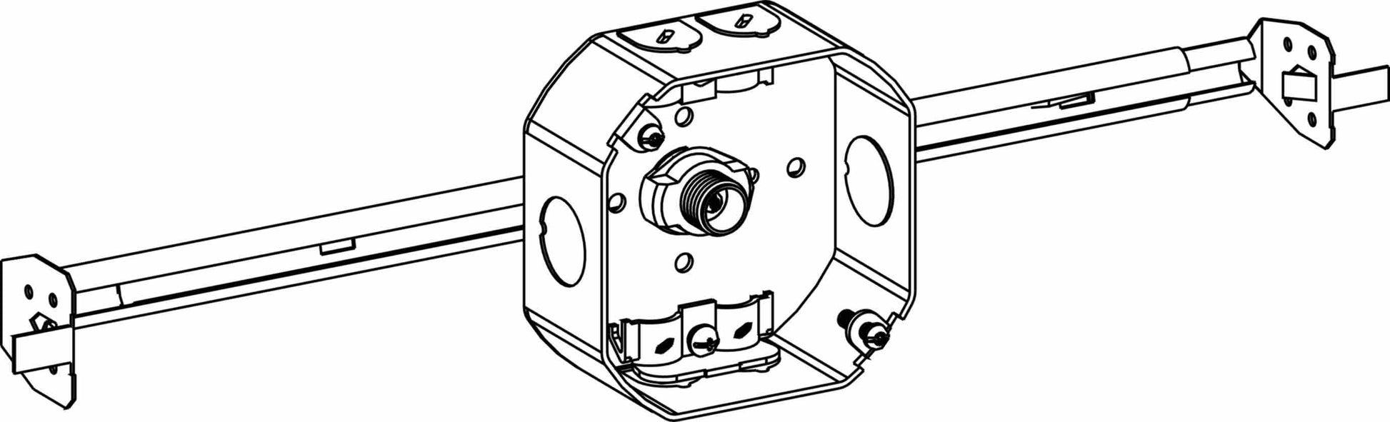 Orbit 4 in Octagon 1-1/2 in Deep 4O Octagon Steel Box NM Clamp Adjustable Bar Hanger 4RB-NM-BHA