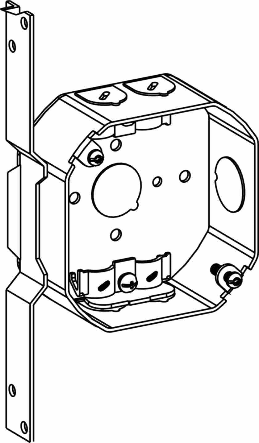 Orbit 4 in Octagon 1-1/2 in Deep 4O Octagon Steel Box NM Clamp FB Bracket 4RB-NM-FB