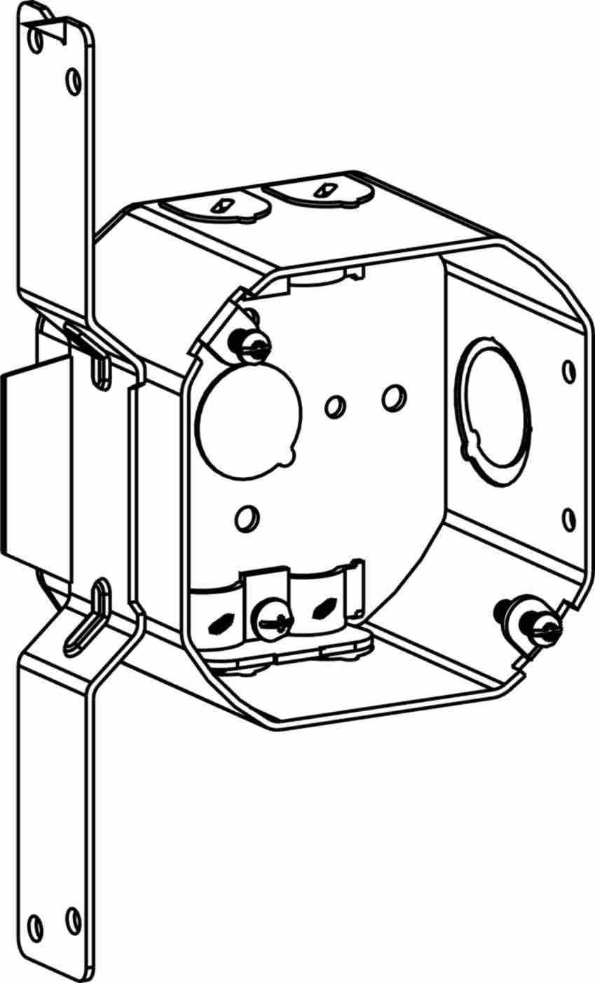 Orbit 4 in Octagon 2-1/8 in Deep 4O Octagon Steel Box NM Clamp FB Bracket 4RDB-NM-FB