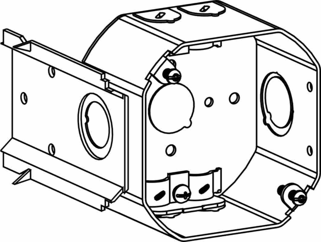 Orbit 4 in Octagon 2-1/8 in Deep 4O Octagon Steel Box NM Clamp LB Bracket 4RDB-NM-LB