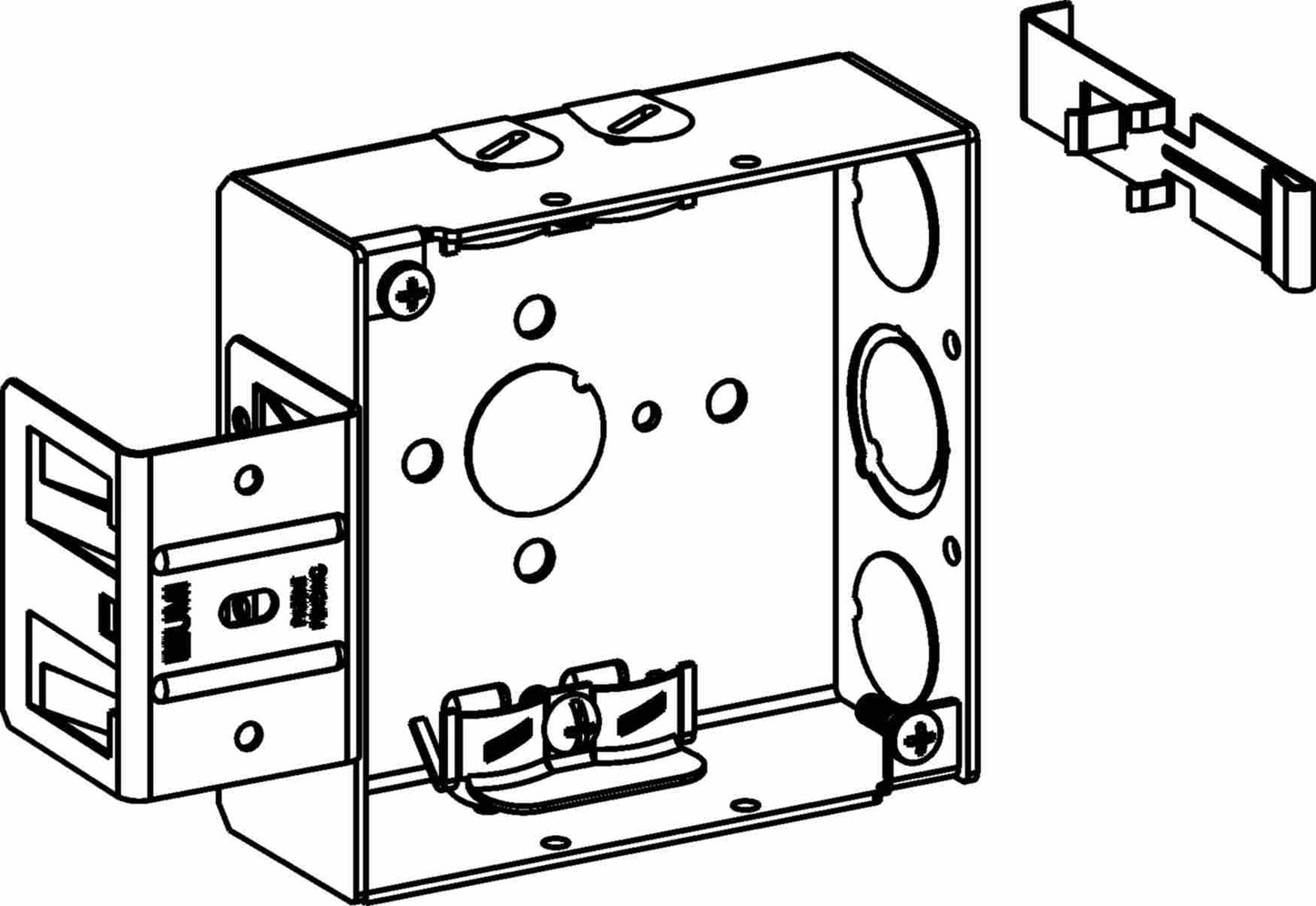 Orbit 4 in Square 1-1/2 in Deep 4S Square Steel Box NM Clamp MS Bracket 4SB-NM-MS