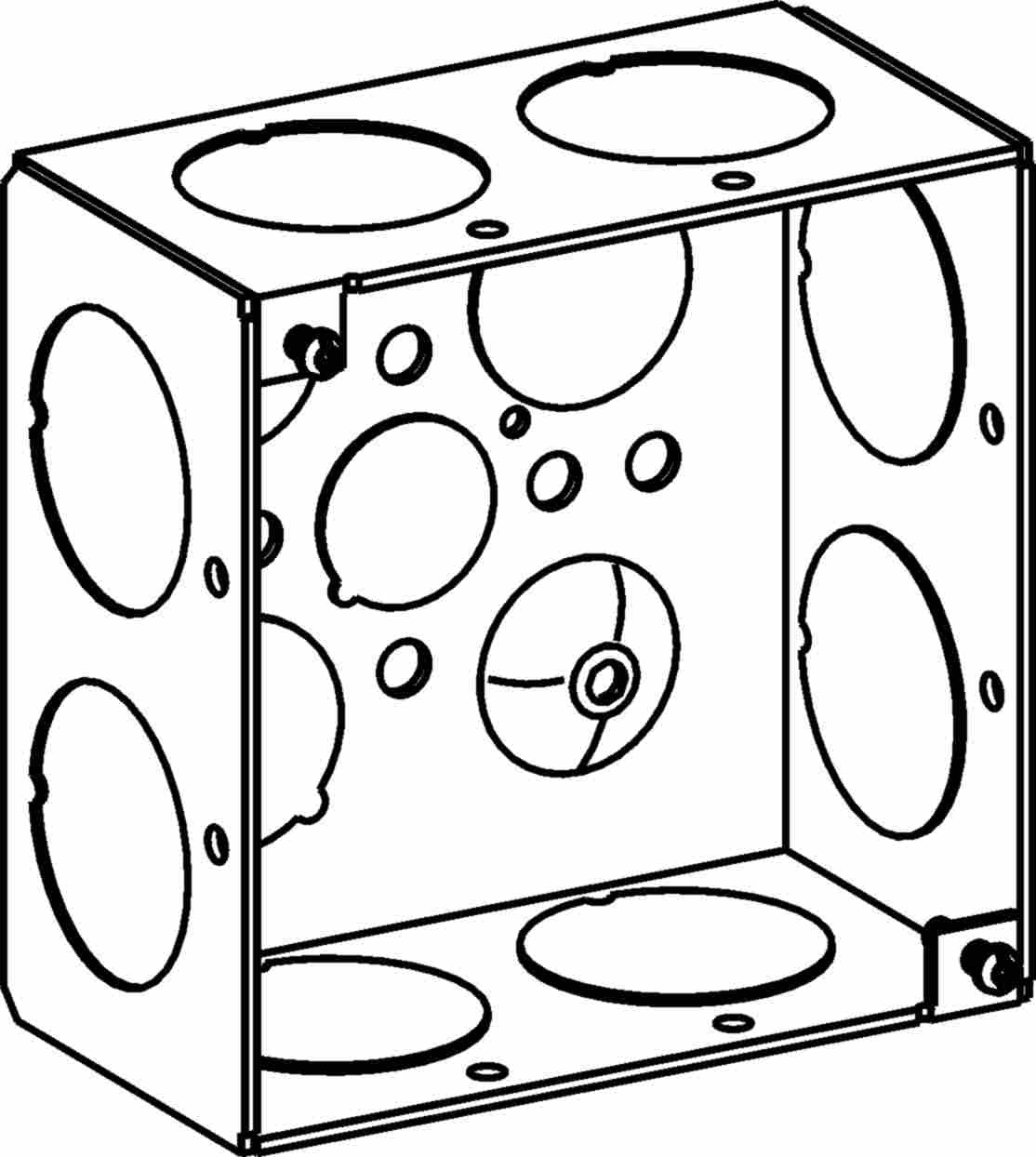 Orbit 4 in Square 2-1/8 in Deep 4S Square Steel Box 1 in Knockouts 4SDB-100