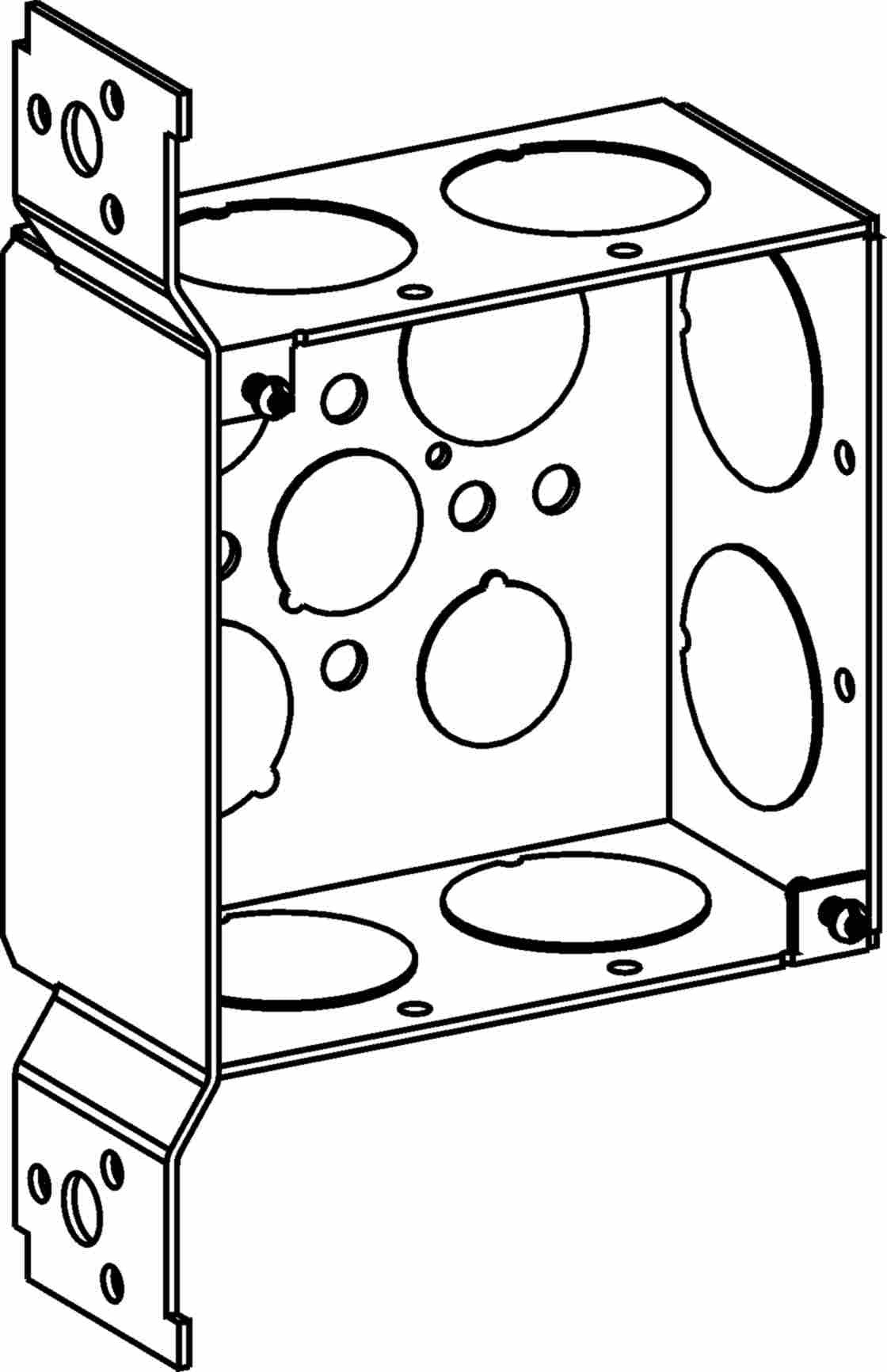Orbit 4 in Square 2-1/8 in Deep 4S Square Steel Box 1 in Knockouts FB Bracket 4SDB-100-FB