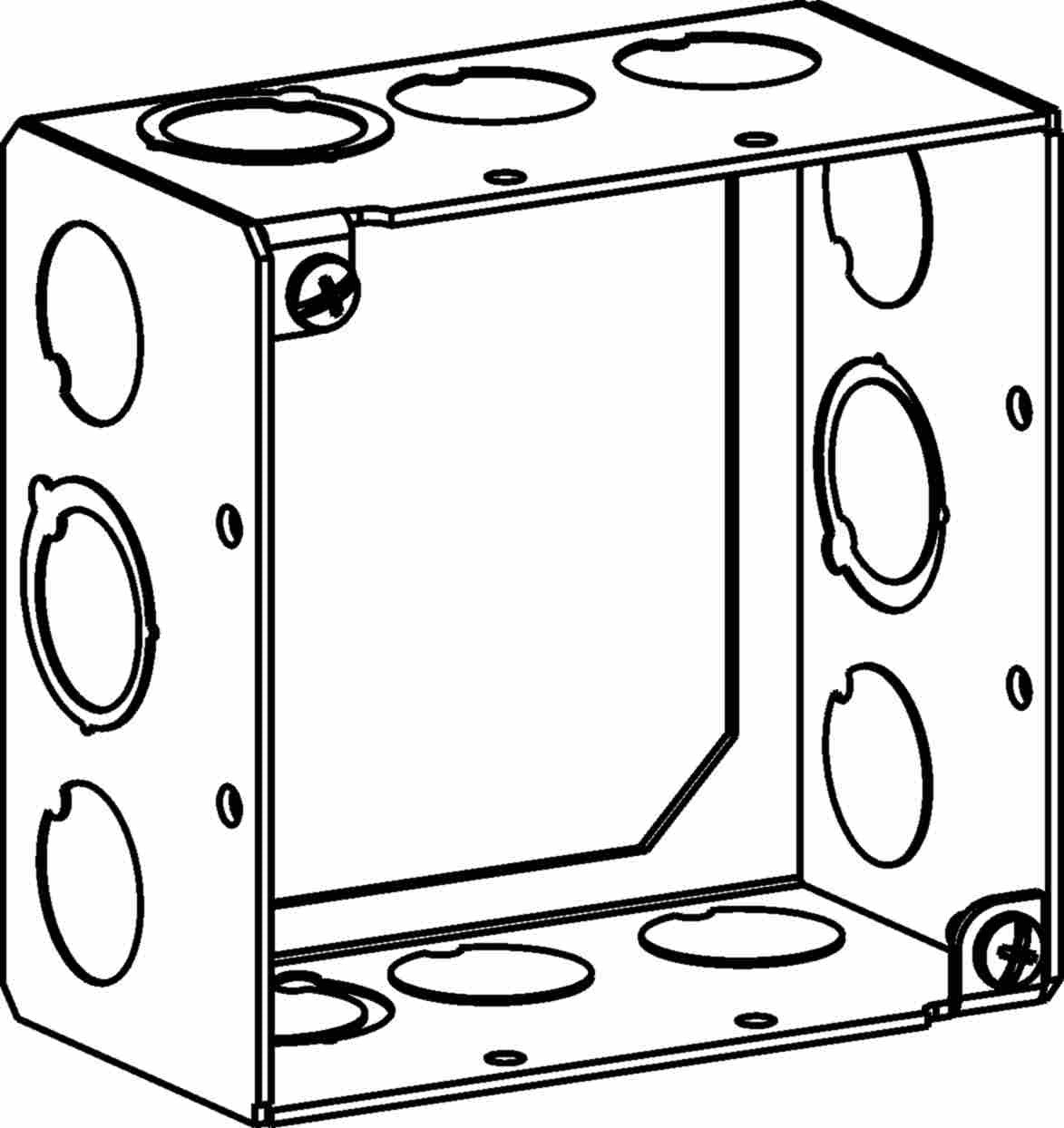 Orbit 4 in Square 2-1/8 in Deep 4S Square Steel Extension Box 1/2 in and 3/4 in Mixed Knockouts 4SDB-MKO-EXT