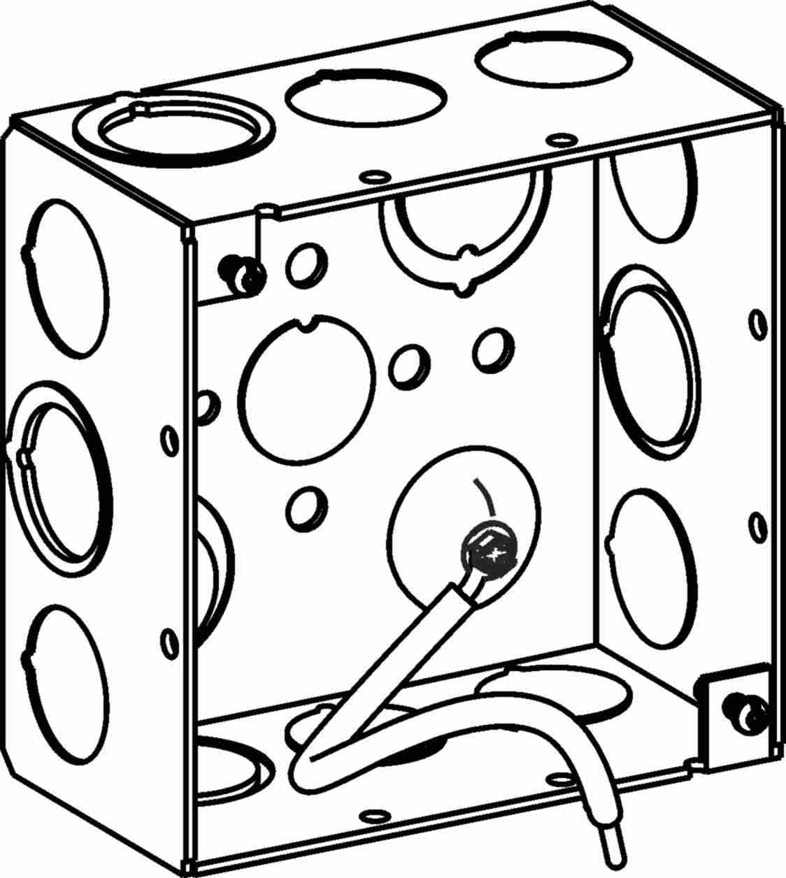 Orbit 4 in W X 4 in H 2-1/8 in Deep 4S Square Steel Box Mixed Knockouts Ground Pigtail 4SDB-MKO-PT-10