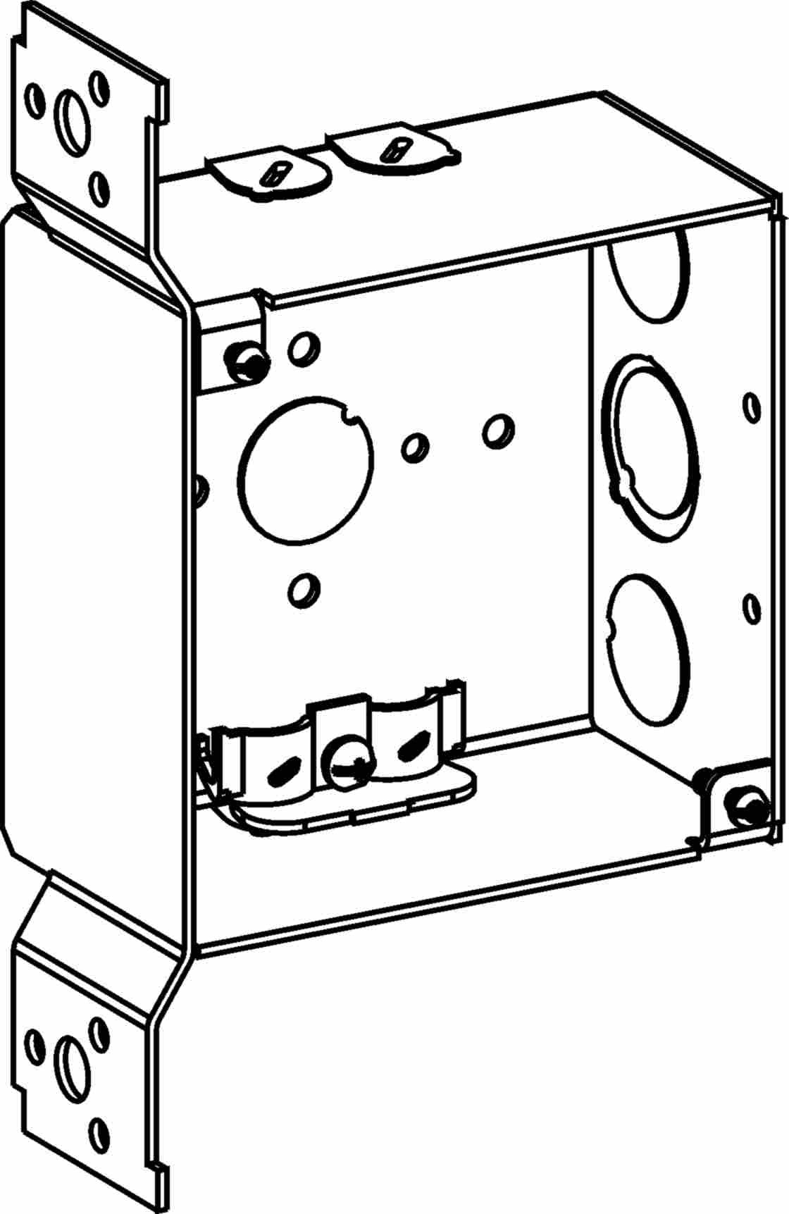 Orbit 4 in W X 4 in H 2-1/8 in Deep 4S Square Steel Box NM Clamp, Bracket 4SDB-NM-FB