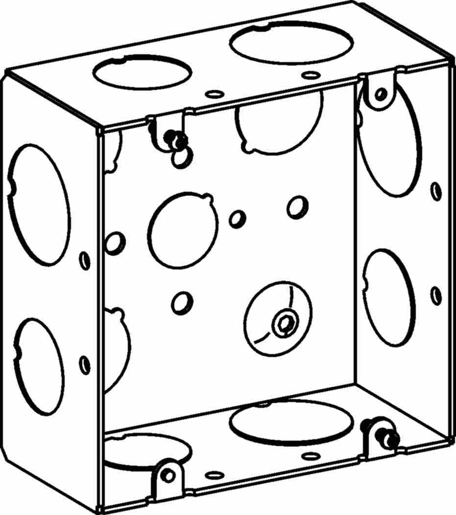 Orbit 4-11/16 in W X 4-11/16 in H 2-1/8 in Deep 5S Square Steel Box 3/4 in Knockouts, 1 in Knockouts 5SDB-75/100