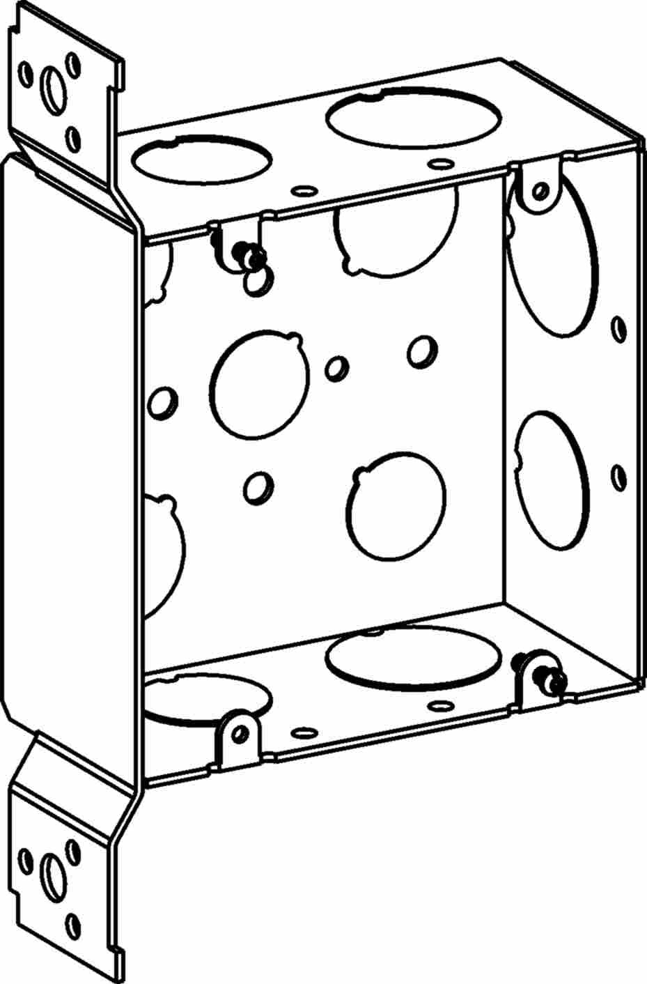 Orbit 4-11/16 in W X 4-11/16 in H 2-1/8 in Deep 5S Square Steel Box 3/4 in Knockouts, 1 in Knockouts Bracket 5SDB-75/100-FB