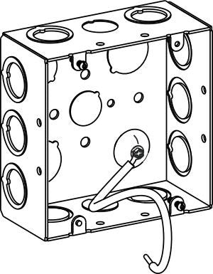 Orbit 4-11/16 in W X 4-11/16 in H 2-1/8 in Deep 5S Square Steel Box Mixed Knockouts Ground Pigtail 5SDB-MKO-PT