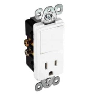 Orbit 15A White Decorative Combination Stack Switch and Receptacle DRDS15W