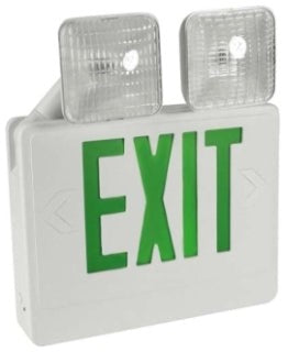 Orbit LED Exit and Emergency Combo with Adjustable Head, Black Housing, Green Letters, Remote Capable EECLABGRC