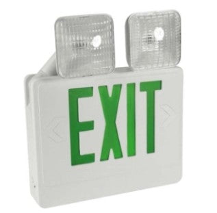 Orbit LED Exit and Emergency Combo with Adjustable Head, Black Housing, Green Letters, Self Diag EECLABGSDT