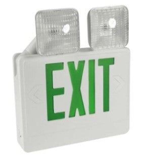 Orbit LED Exit and Emergency Combo with Adjustable Head, White Housing, Red Letters EECLAWR