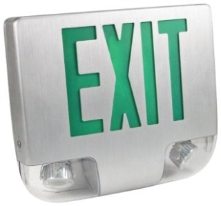 Orbit LED Die-Cast Aluminum Emergency and Exit Combo, Aluminum Housing, Aluminum Face Plate, 1 Face, Red Letters EESLALEDAA1R