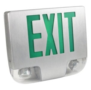 Orbit LED Die-Cast Aluminum Emergency and Exit Combo, Aluminum Housing, Black Face Plate, 1 Face, Green Letters EESLALEDAB1G