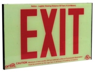 Orbit Selfilluminated Lowlevel Exit Sign, Red Letters ESIR