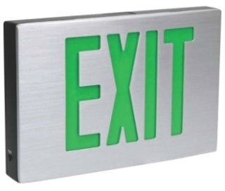 Orbit LED Cast Aluminum Exit Sign, Aluminum Housing, Black Face Plate, 1 Face, Green Letters, AC, Tamper-Resistant ESLAAB1...